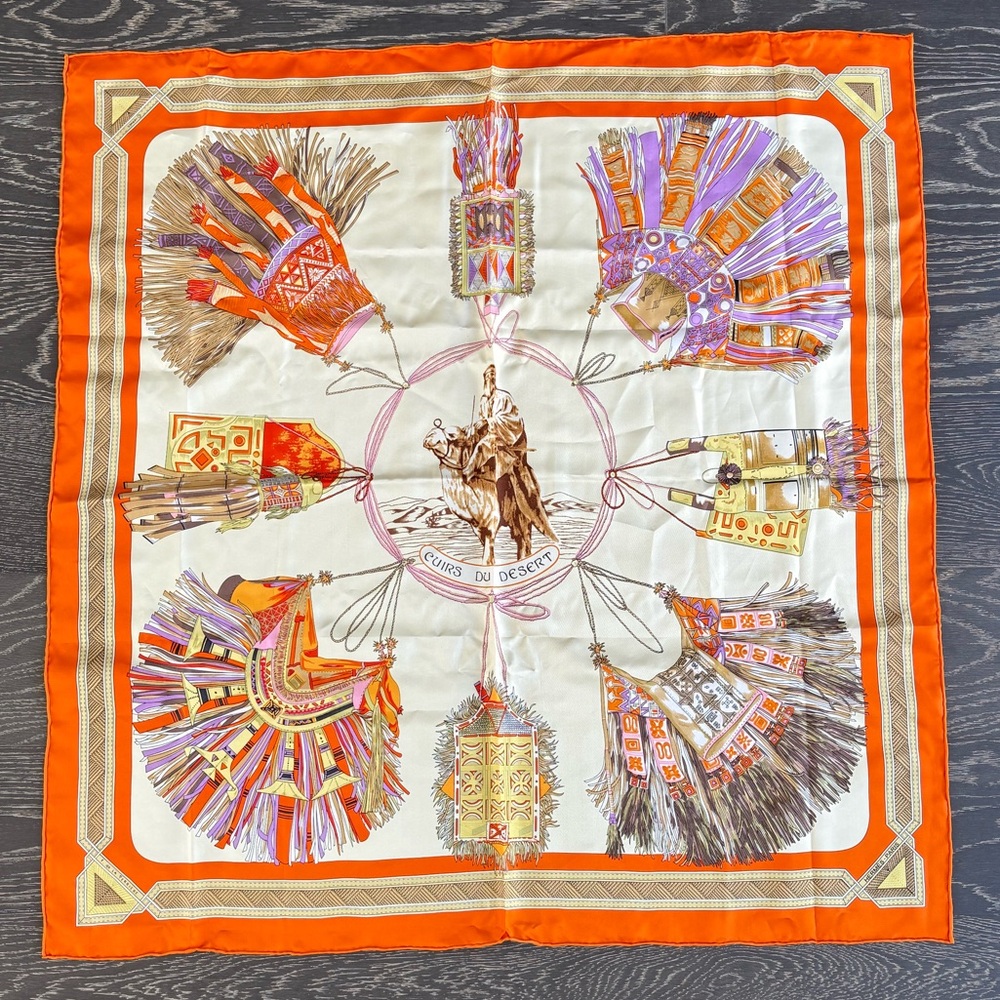 Auth HERMES Curis Du Desert Silk Scarf